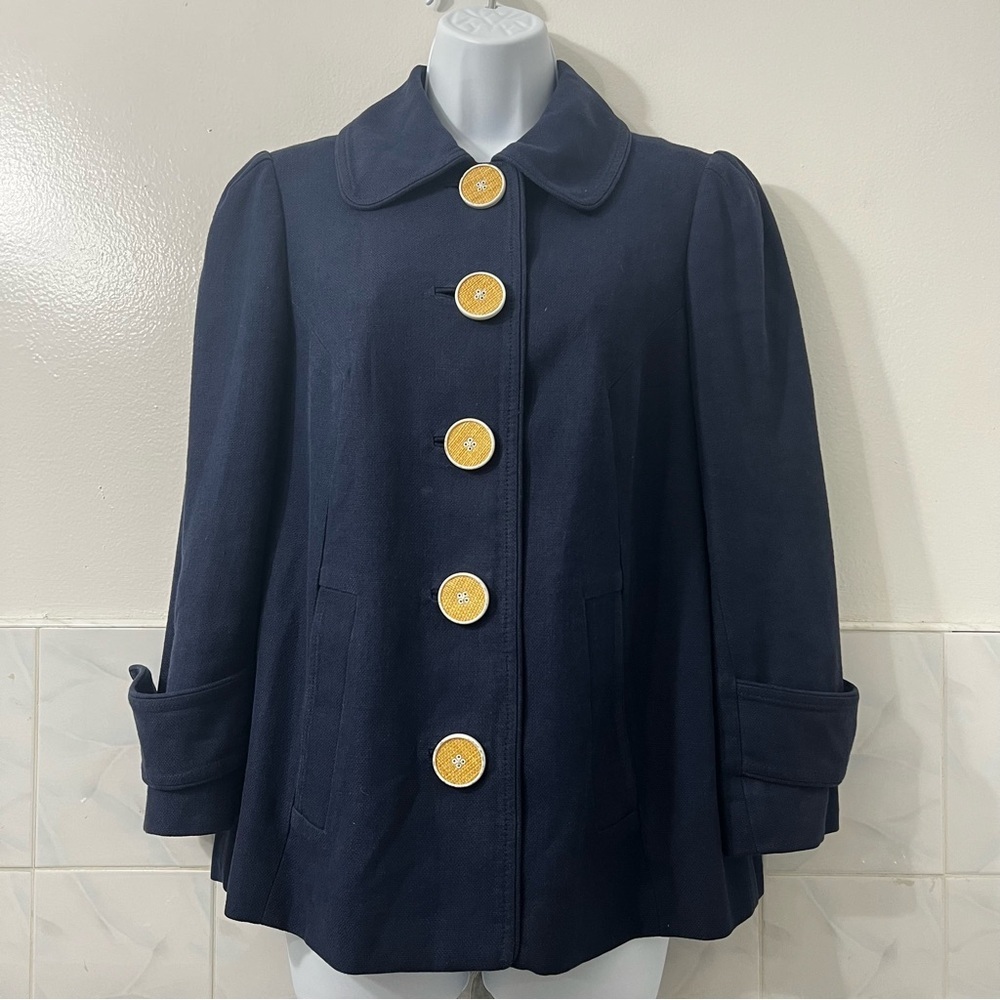 Lilly Pulitzer 3/4 Sleeve Coat Jacket 4 Linen Preppy Academia Coastal Career